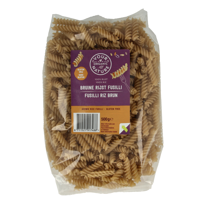 Your Organic Nature Bruine rijst pasta glutenvrij bio 500.00 Gram