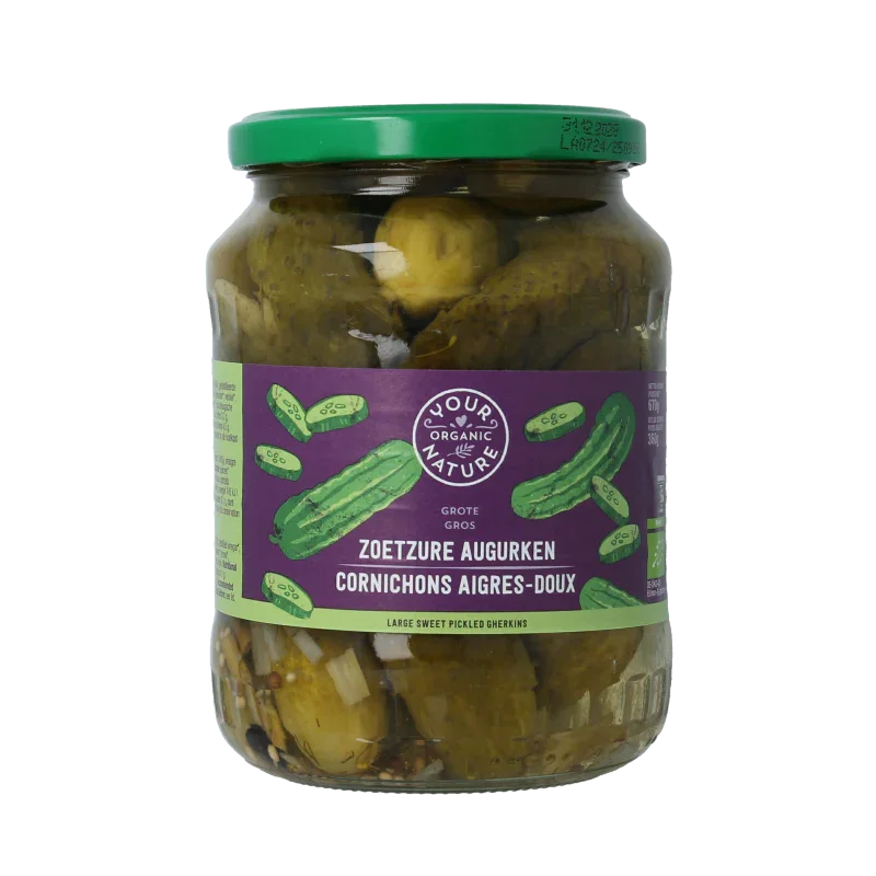Your Organic Nature Augurken zoetzuur bio 670 Gram