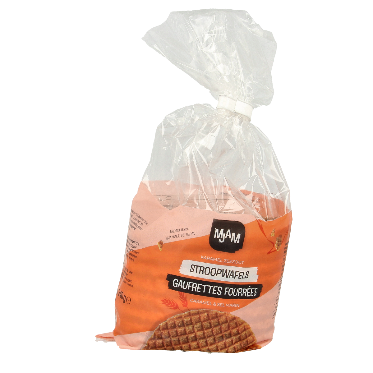 Mjam Stroopwafel karamel zeezout bio 240.00 Gram