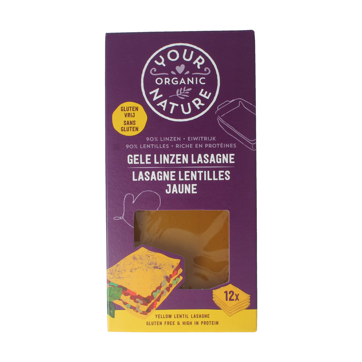 Your Organic Nature Lasagne van gele linzen bio 250.00 Gram