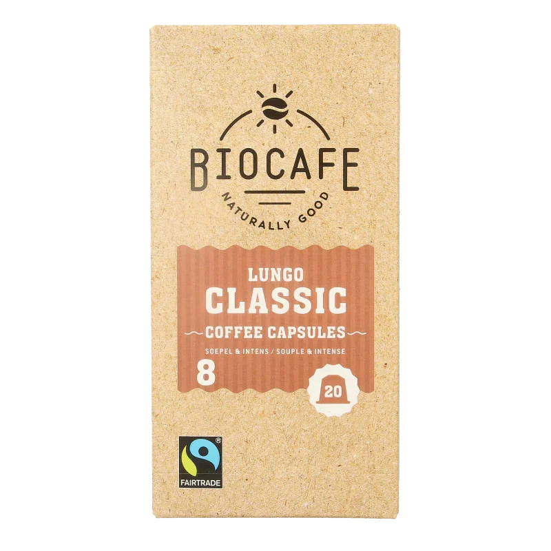 Biocafe Lungo capsules bio 20 Stuks
