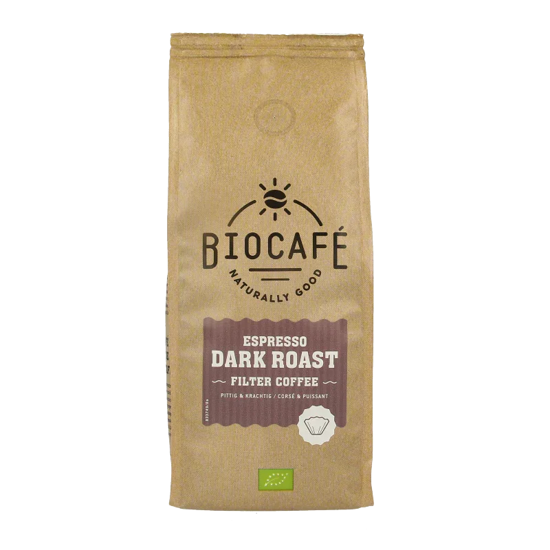 Biocafe Filterkoffie espresso dark roast bio 250 Gram