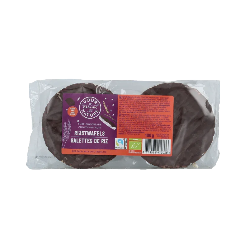 Your Organic Nature Rijstwafel chocolade puur bio 100 Gram