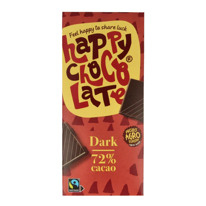 Happy Chocolate Puur 72% bio 85 Gram