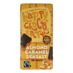 Happy Chocolate Puur amandel karamel zeezout bio 100 Gram