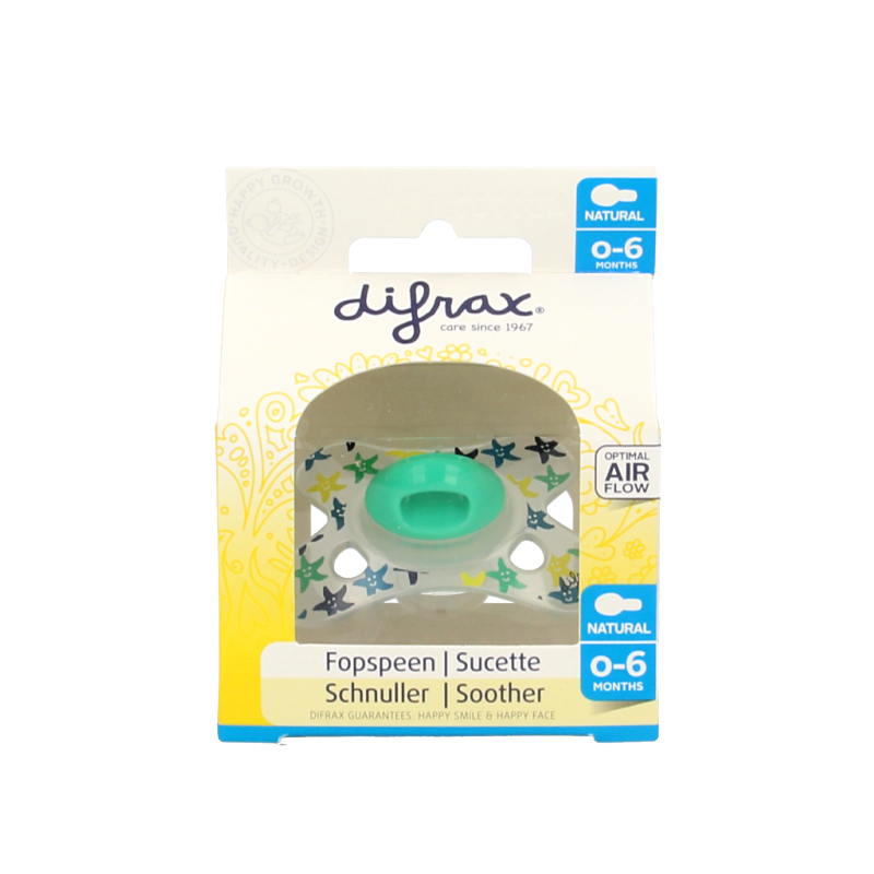 Difrax Fopspeen natural 0-6 maanden assorti 1.00 Stuks