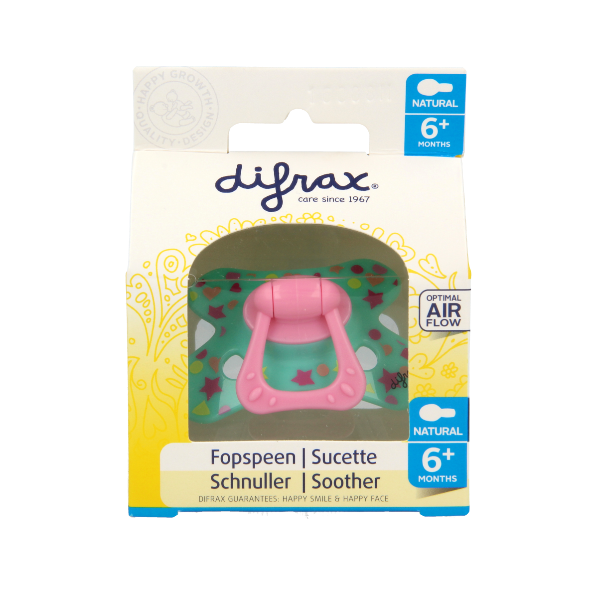 Difrax Fopspeen natural 6+ maanden met ring 1.00 Stuks