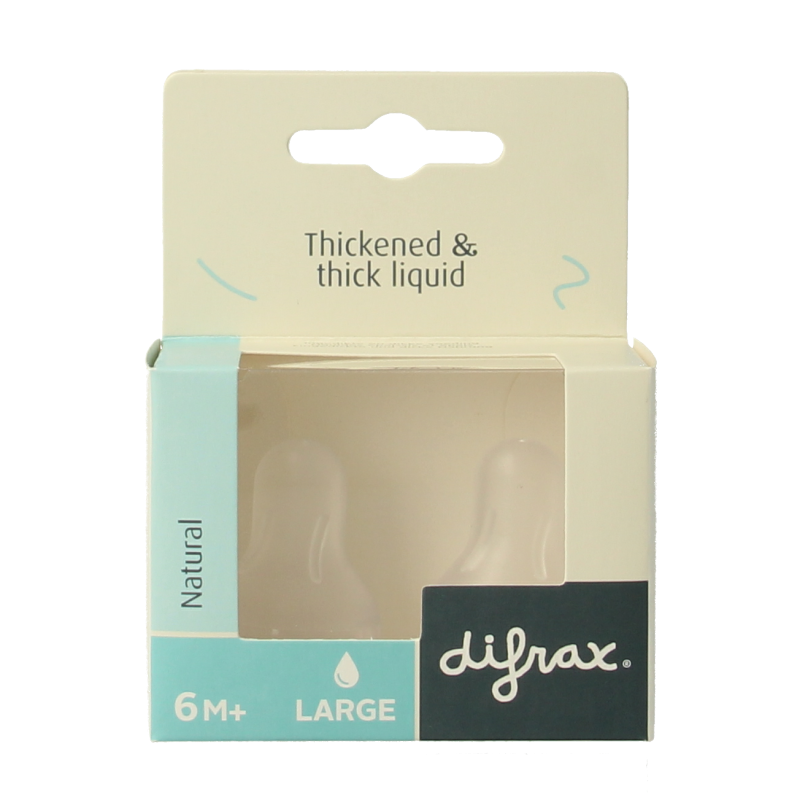 Difrax Flesspeen large natural 6+ maanden 2 Stuks