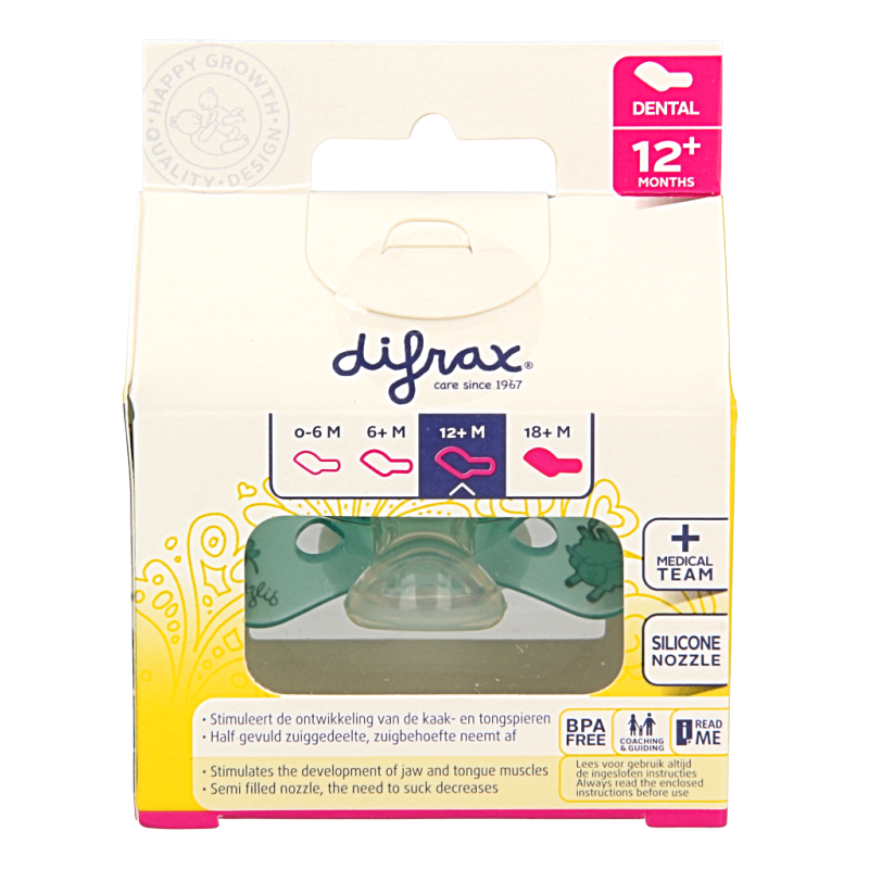 Difrax Fopspeen dental 12+ maanden glow in the dark 1 Stuks