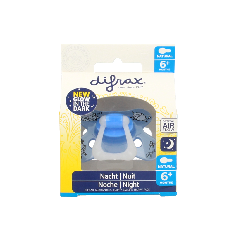 Difrax Fopspeen natural 6+ maanden nacht 1.00 Stuks