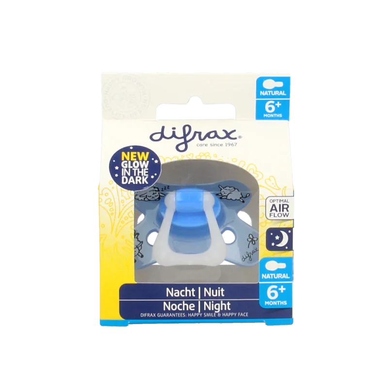 Difrax Fopspeen natural 6+ maanden nacht 1 Stuks