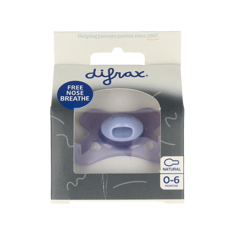 Difrax Fopspeen natural 0-6 maanden cotton candy lavander 1 Stuks