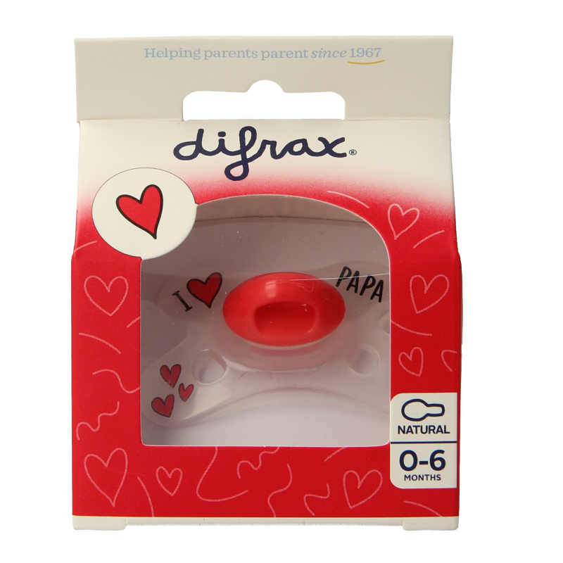 Difrax Fopspeen natural I love 0-6 maanden assorti 1 Stuks