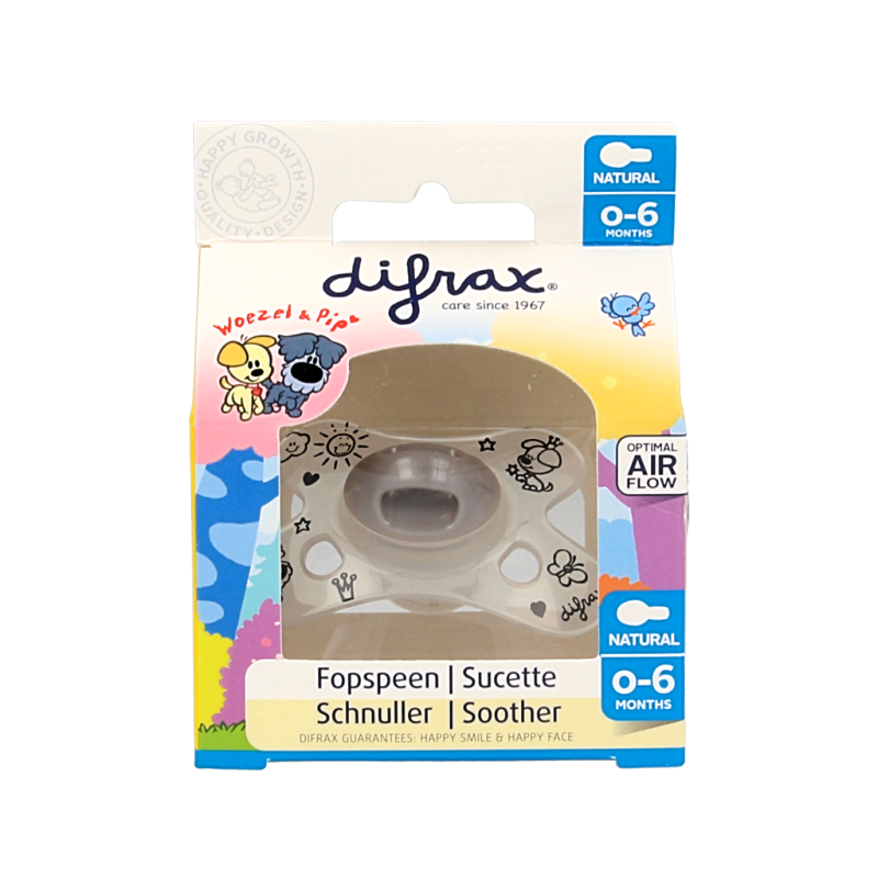Difrax Fopspeen natural 0-6 maanden Woezel & Pip 1 Stuks