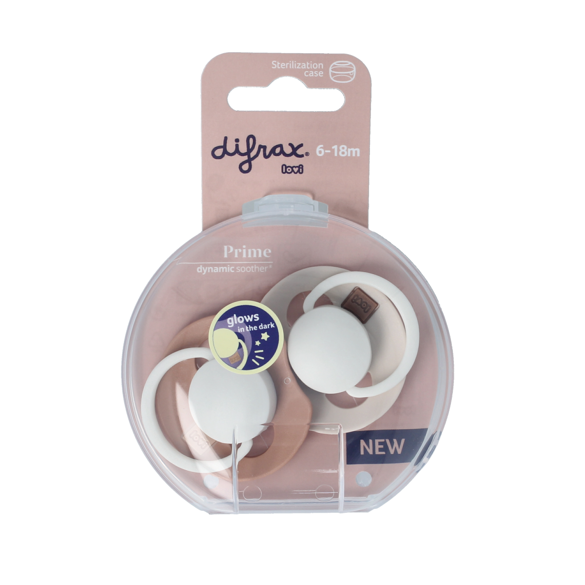 Difrax Fopspeen glow dynamic 6-18 mnd ivory/blush 2.00 Stuks