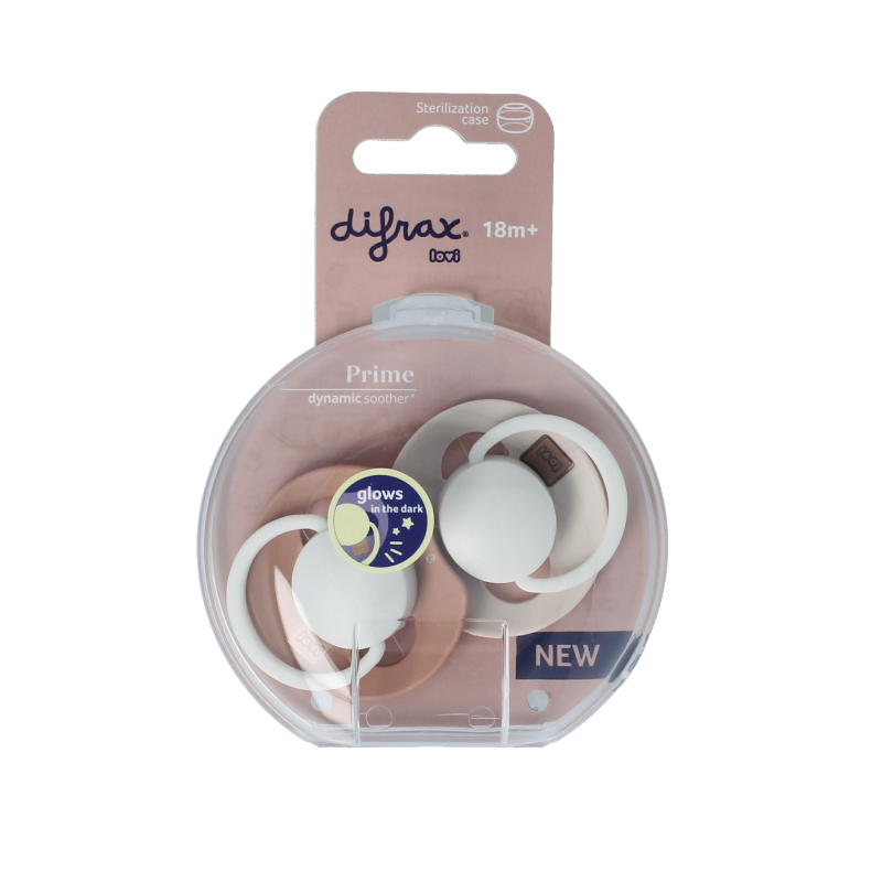 Difrax Fopspeen glow dynamic 18+ mnd ivory/blush 2 Stuks