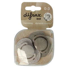 Difrax Fopspeen 0-3 maanden harmony grey 2 Stuks