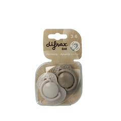 Difrax Fopspeen 3-6 maanden harmony light grey/dark grey 2 Stuks