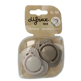 Difrax Fopspeen 6-18 maanden harmony light grey/dark grey 2 Stuks