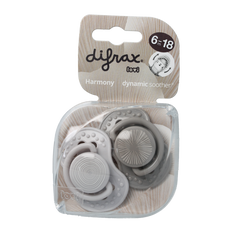 Difrax Fopspeen 6-18 maanden harmony light grey/dark grey 2.00 Stuks
