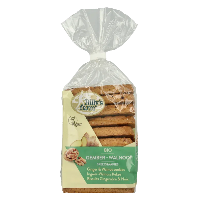 Billy's Farm Gember walnootstaafjes bio 175 Gram