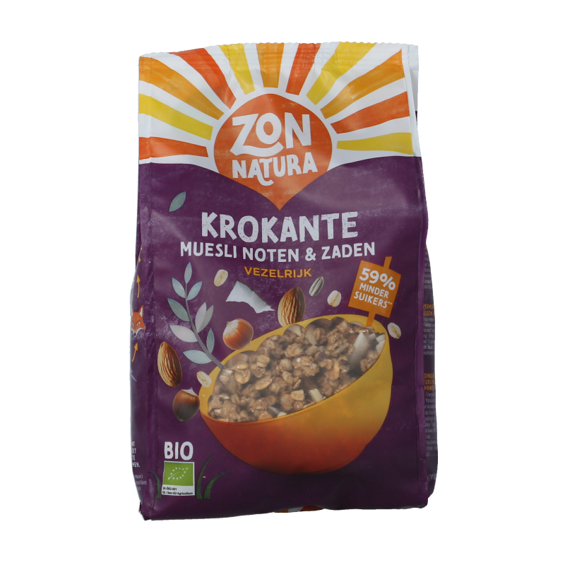 Zonnatura Krokante muesli noten en zaden bio 375 Gram