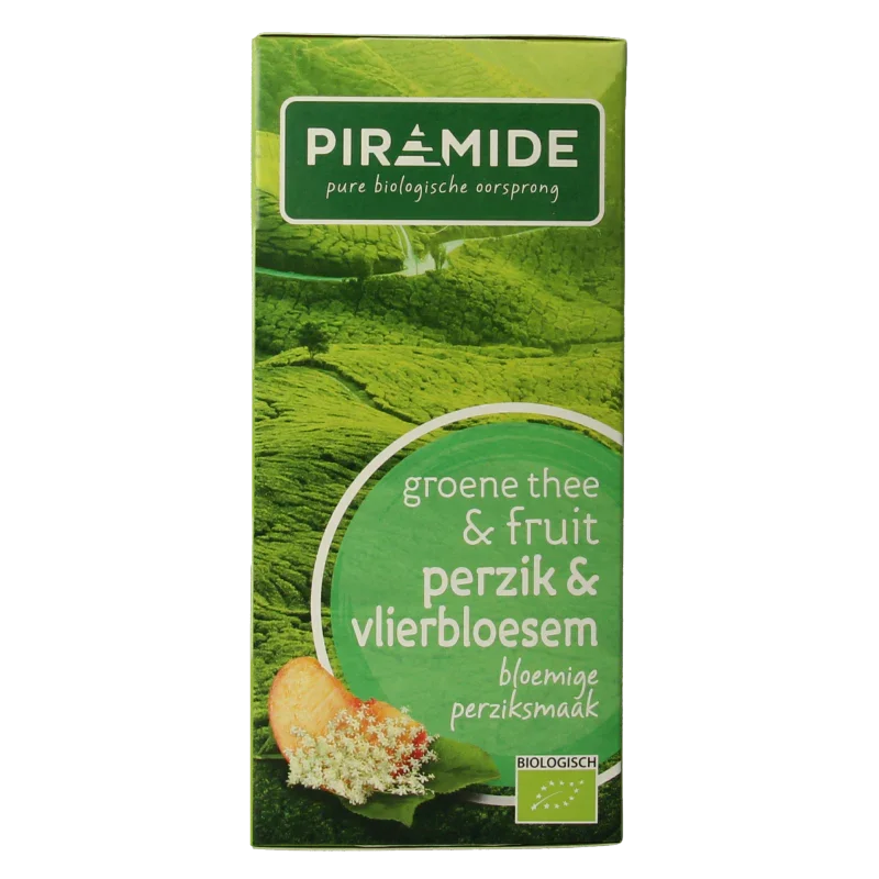 Piramide Groene thee perzik vlierbloesem bio 20 Zakjes