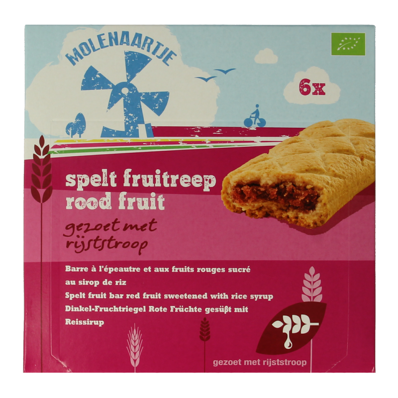 Molenaartje Spelt fruitreep rood fruit bio 180 Gram