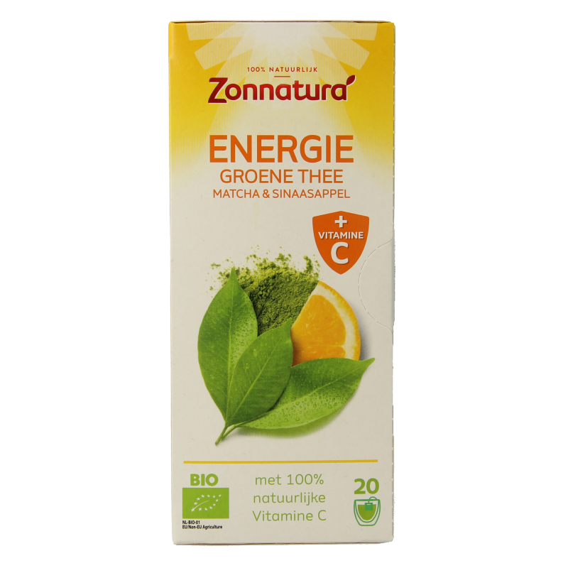 Zonnatura Energie groene thee met vitamine C bio 20 Zakjes