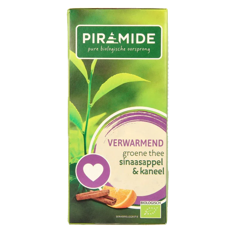 Piramide Verwarmend groene thee sinaasappel & kaneel bio 20 Zakjes