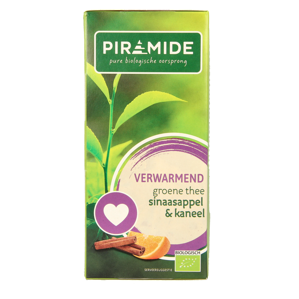 Piramide Verwarmend groene thee sinaasappel & kaneel bio 20.00 Zakjes