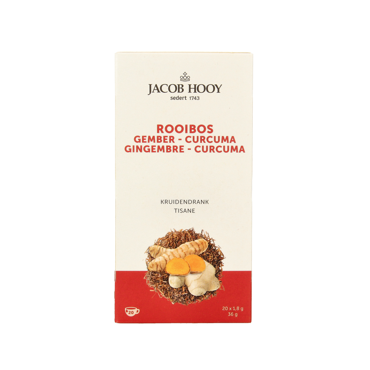 Jacob Hooy Rooibos gember curcuma thee 20.00 Zakjes