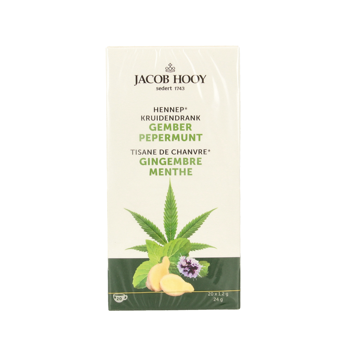 Jacob Hooy Hennep gember pepermunt thee 20.00 Zakjes