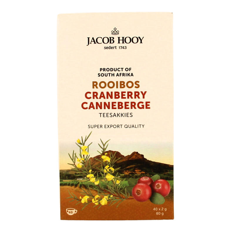 Jacob Hooy Rooibosthee cranberry 40 Zakjes
