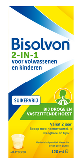 Bisolvon Drank 2-in-1 suikervrij 120 Milliliter