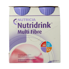 Nutridrink Multi fibre aardbei 200ml 4 Stuks