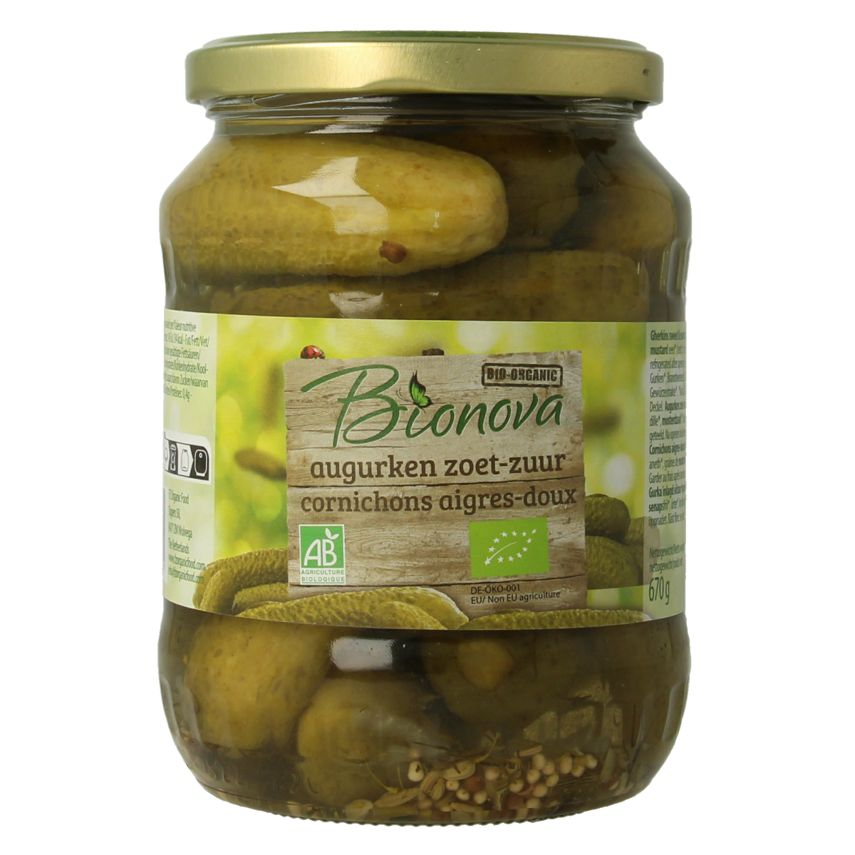 Bionova Augurken zoet zuur bio 670.00 Gram