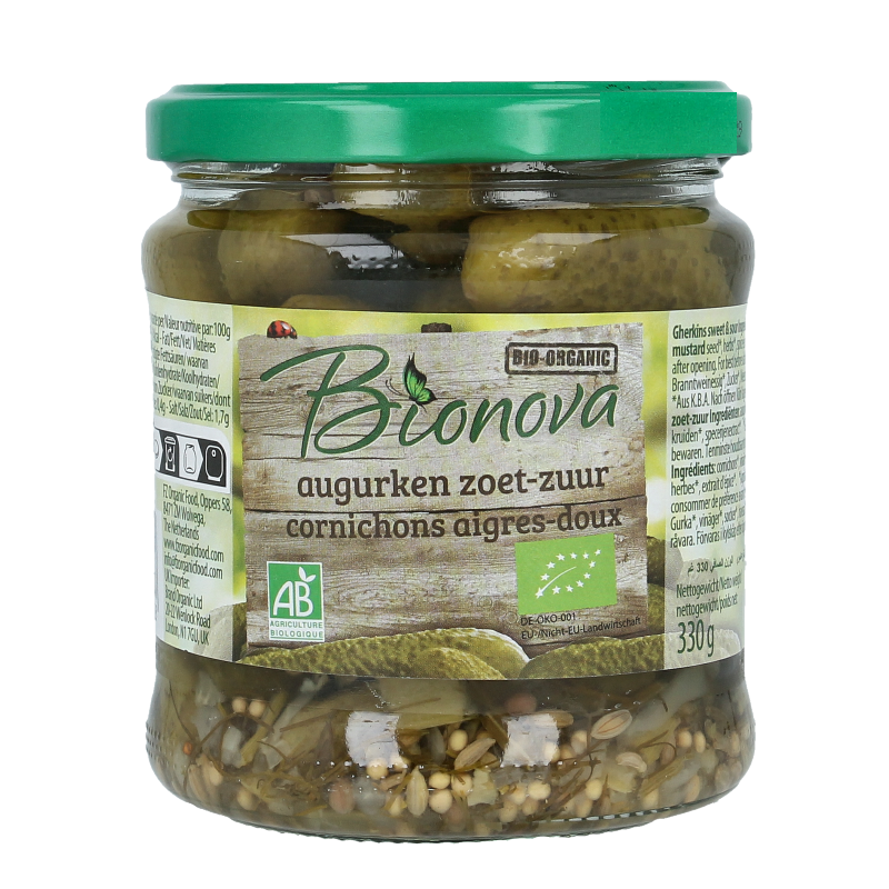 Bionova Augurken zoet zuur bio 330.00 Gram