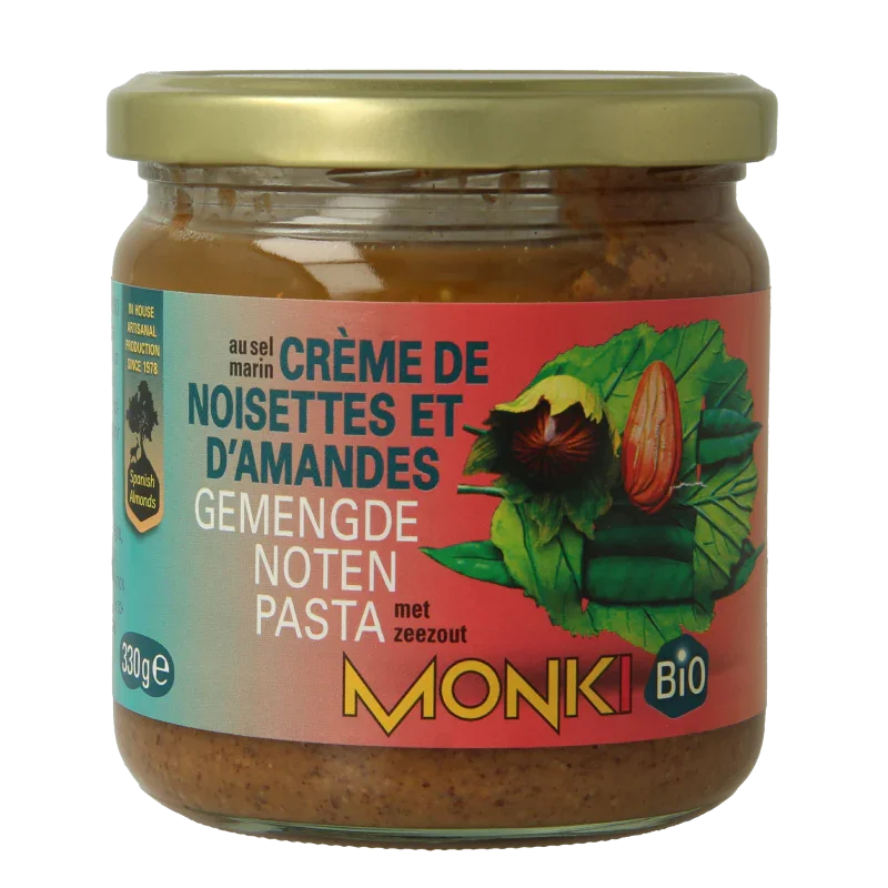 Monki Gemengde notenpasta met zout eko bio 330 Gram