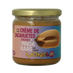 Monki Pindakaas crunchy met zout eko bio 330 Gram