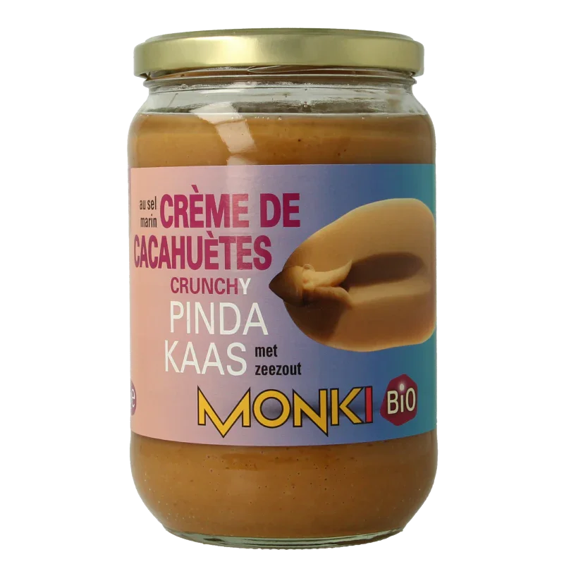 Monki Pindakaas crunchy met zout eko bio 650 Gram