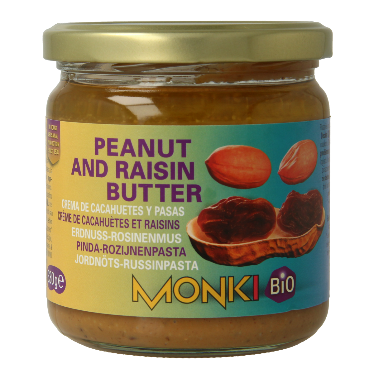 Monki Pinda rozijnenpasta bio 330.00 Gram