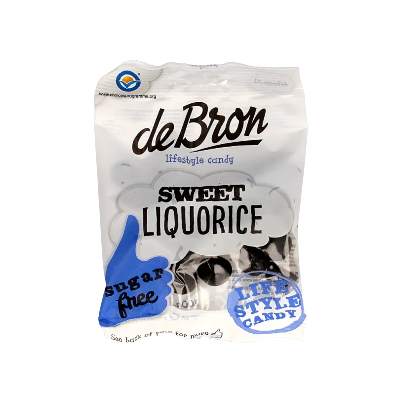 De Bron Zoete dropbolletjes/sweet liquorice suikervrij 100 Gram