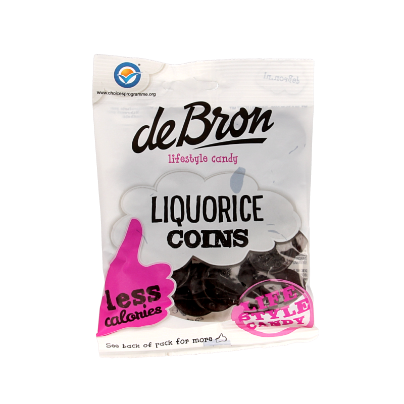 De Bron Muntendrop/liquorice coins suikervrij 100 Gram