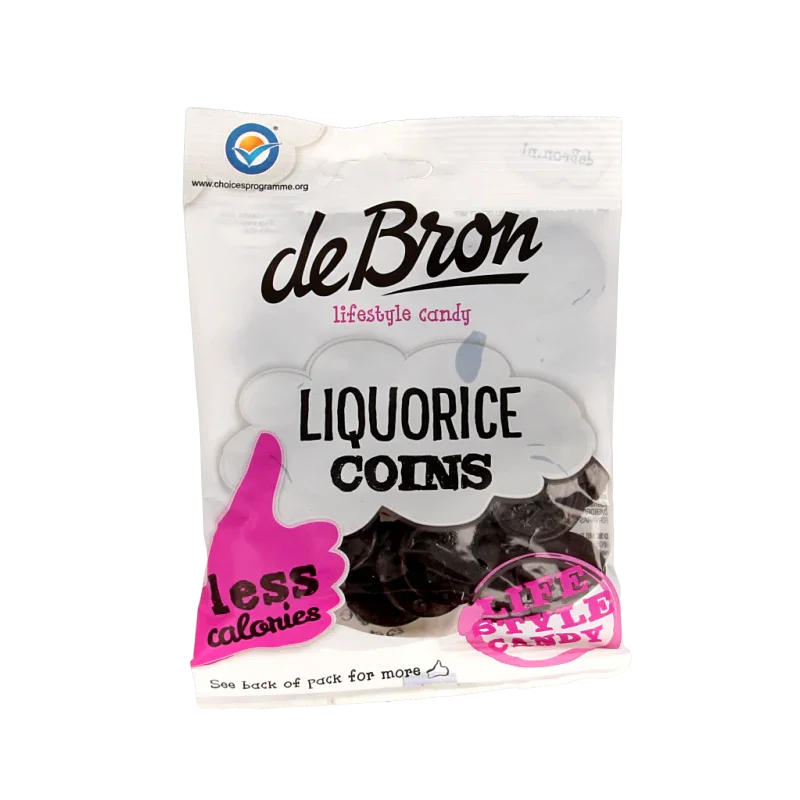 De Bron Muntendrop/liquorice coins suikervrij 100 Gram