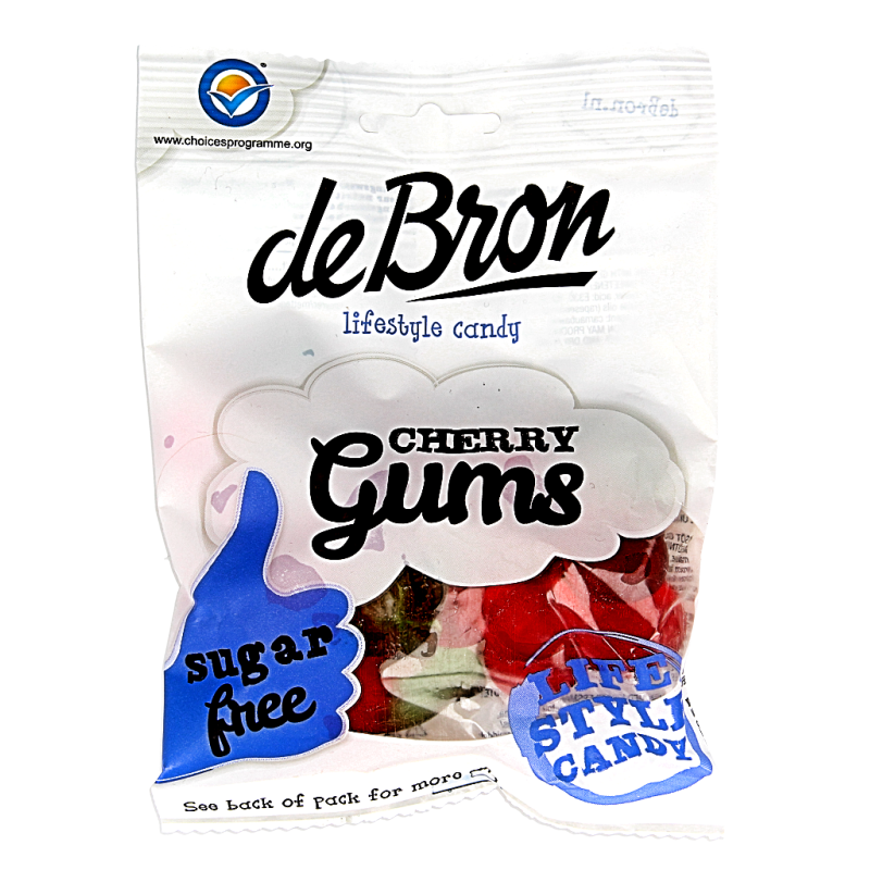 De Bron Kersen gums/cherry gums suikervrij 90 Gram