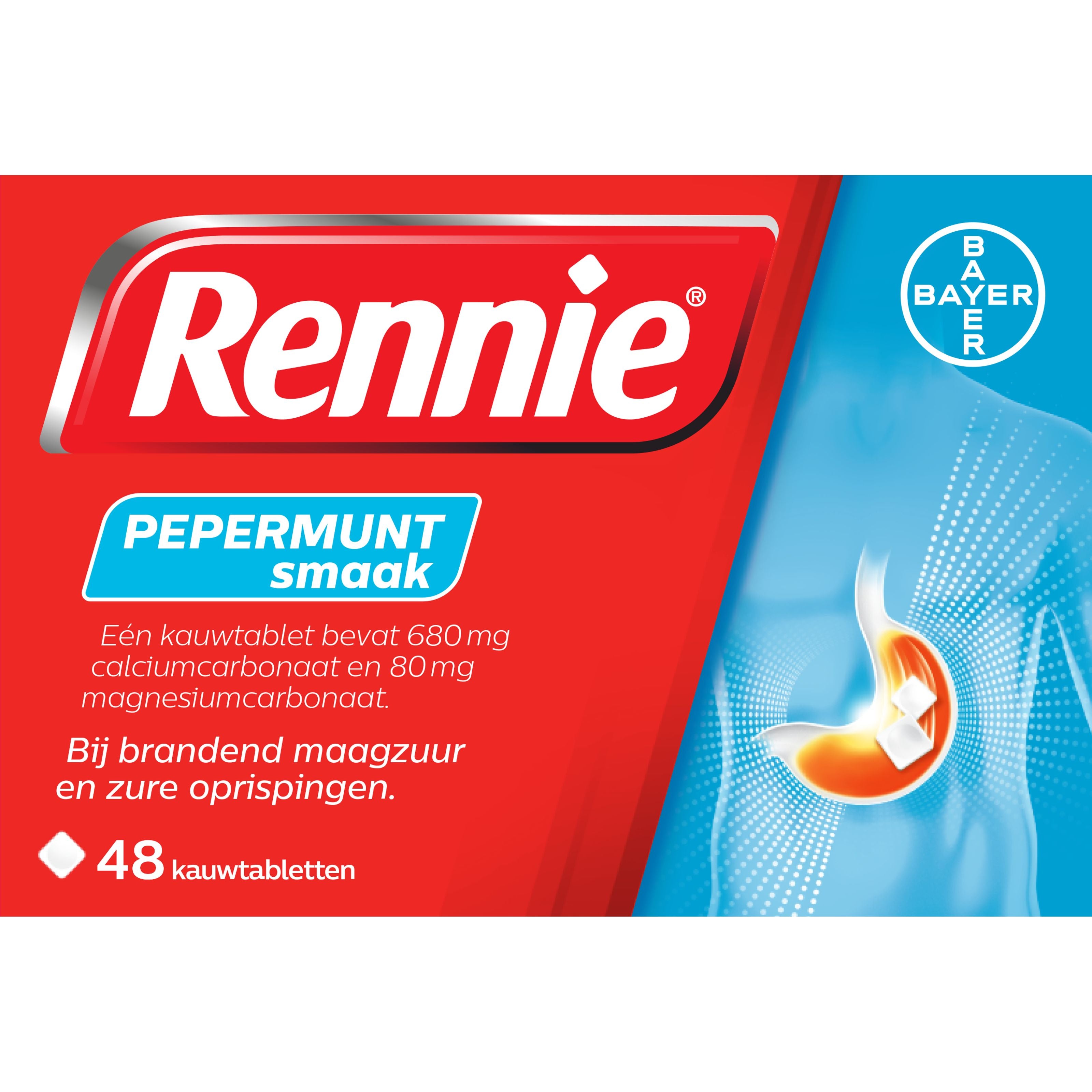 Rennie Pepermunt 48 Kauwtabletten