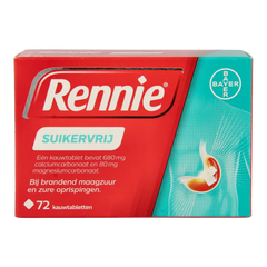 Rennie Suikervrij 72 Tabletten