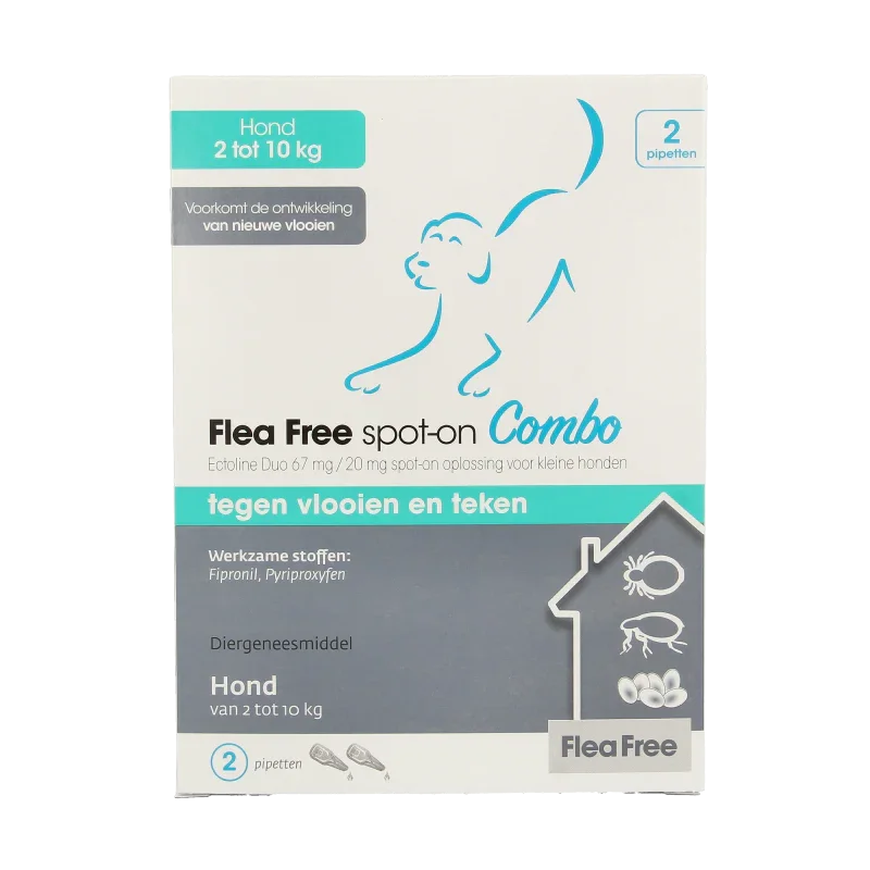 Flea Free Ectoline duo hond 2-10kg pipet 2 Stuks