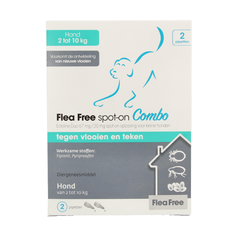 Flea Free Ectoline duo hond 2-10kg pipet 2 Stuks